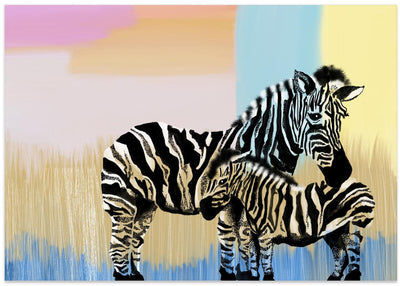 Mama Zebra and baby - Stretched Canvas, Poster or Fine Art Print I Heart Wall Art