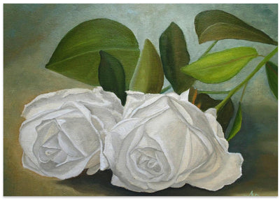 White Roses - Stretched Canvas, Poster or Fine Art Print I Heart Wall Art