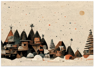 Tiny Christmas Town - Stretched Canvas, Poster or Fine Art Print I Heart Wall Art