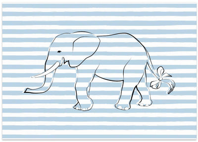 Stripe Elephant - Stretched Canvas, Poster or Fine Art Print I Heart Wall Art