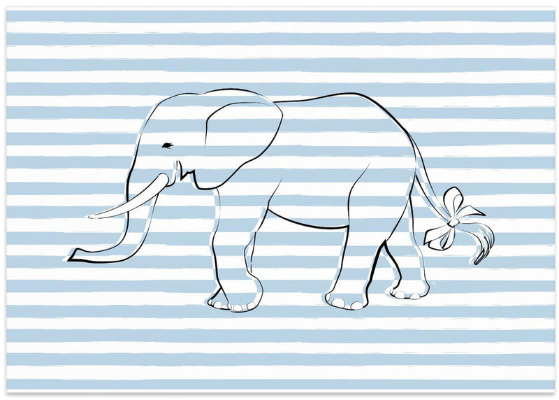 Stripe Elephant - Stretched Canvas, Poster or Fine Art Print I Heart Wall Art