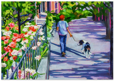 Dog Walker - Stretched Canvas, Poster or Fine Art Print I Heart Wall Art