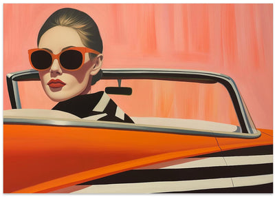 Woman In a Cadilac - Stretched Canvas, Poster or Fine Art Print I Heart Wall Art