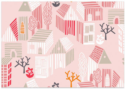 City life neighborhood pearl pink pattern - Stretched Canvas, Poster or Fine Art Print I Heart Wall Art