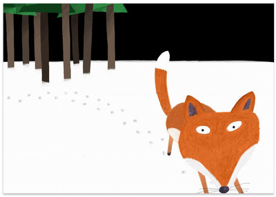 Little Red Fox Running in the Snow by Artist Carla Daly - Stretched Canvas, Poster or Fine Art Print I Heart Wall Art