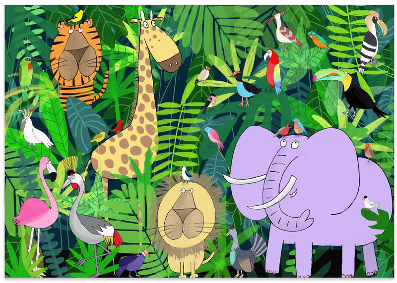 Jungle Animals Deep in the Jungle Foliage by Artist Carla Daly - Stretched Canvas, Poster or Fine Art Print I Heart Wall Art