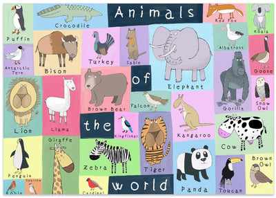 Animals of the World Illustration by Artist Carla Daly - Stretched Canvas, Poster or Fine Art Print I Heart Wall Art