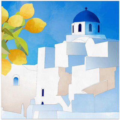 Santorini Neu - Square Stretched Canvas, Poster or Fine Art Print I Heart Wall Art