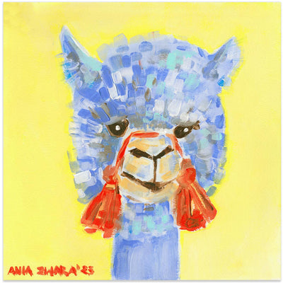 Blue Alpaca - Square Stretched Canvas, Poster or Fine Art Print I Heart Wall Art