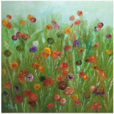 Wild Flowers Abstract - Square Stretched Canvas, Poster or Fine Art Print I Heart Wall Art