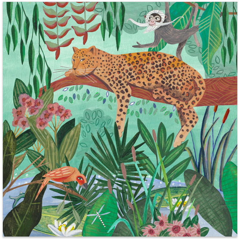 Leopard in the jungle - Square Stretched Canvas, Poster or Fine Art Print I Heart Wall Art