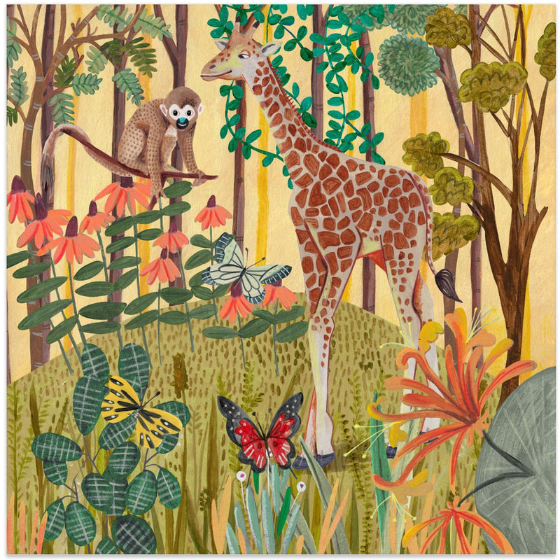 Giraffe in nature - Square Stretched Canvas, Poster or Fine Art Print I Heart Wall Art