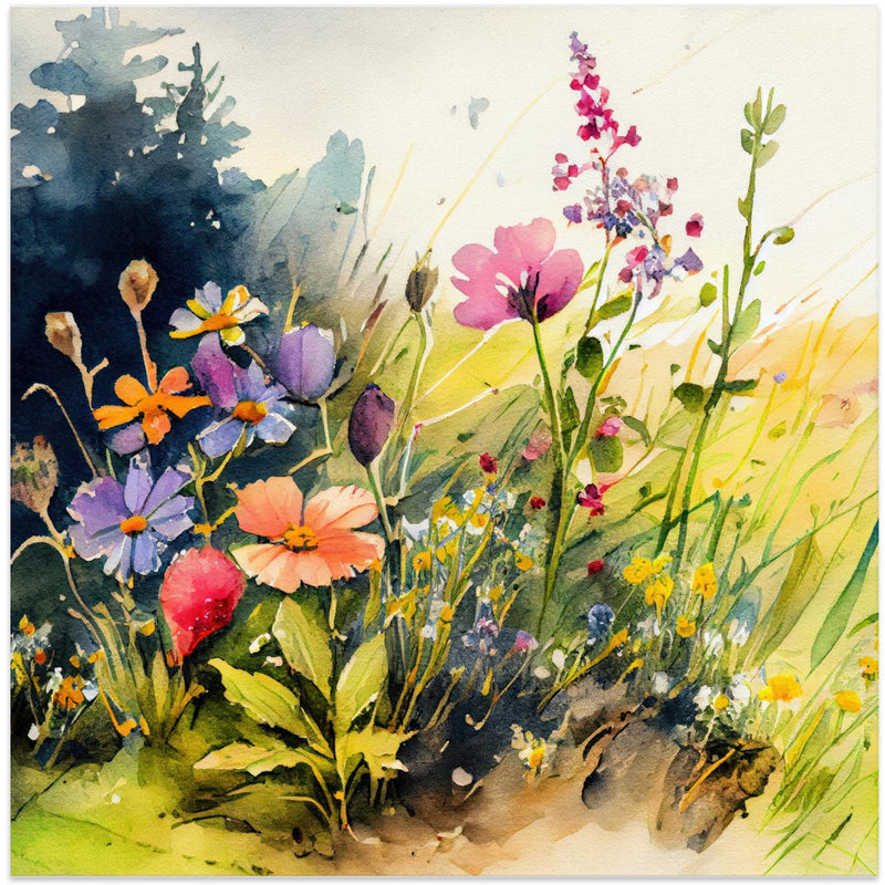 Idyllic Meadow (4) - Square Stretched Canvas, Poster or Fine Art Print I Heart Wall Art