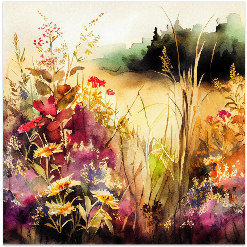 Idyllic Meadow (7) - Square Stretched Canvas, Poster or Fine Art Print I Heart Wall Art