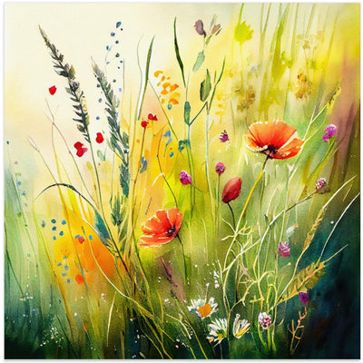 Idyllic Meadow (8) - Square Stretched Canvas, Poster or Fine Art Print I Heart Wall Art