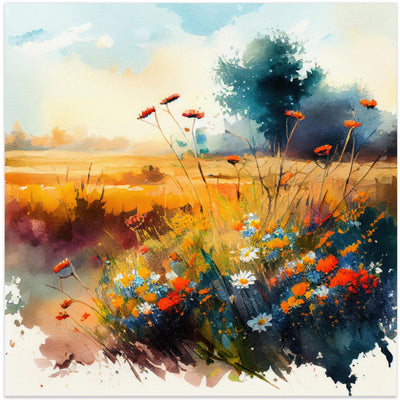 Meadow Nature Art (1) - Square Stretched Canvas, Poster or Fine Art Print I Heart Wall Art