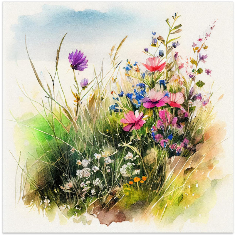 Meadow Nature Art (2) - Square Stretched Canvas, Poster or Fine Art Print I Heart Wall Art