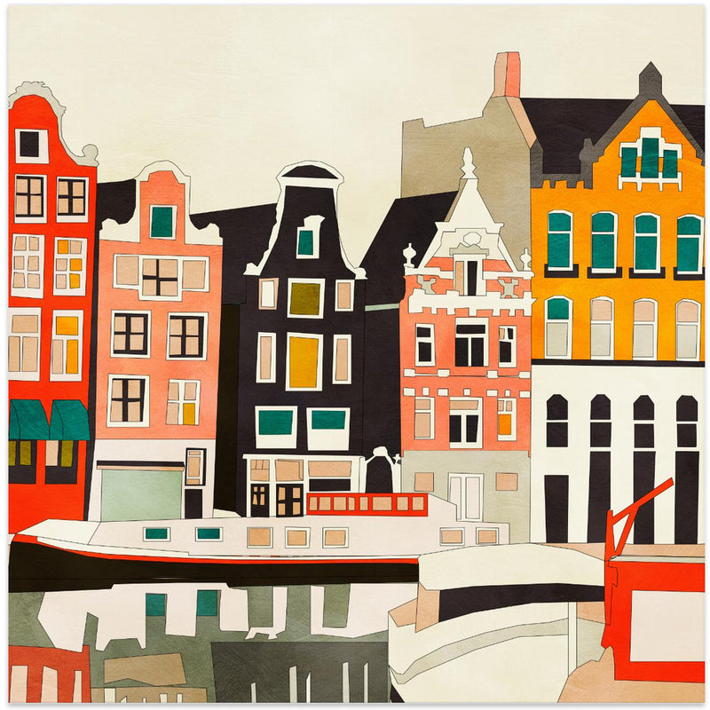 Amsterdam, Netherlands Houses 3 - Square Stretched Canvas, Poster or Fine Art Print I Heart Wall Art