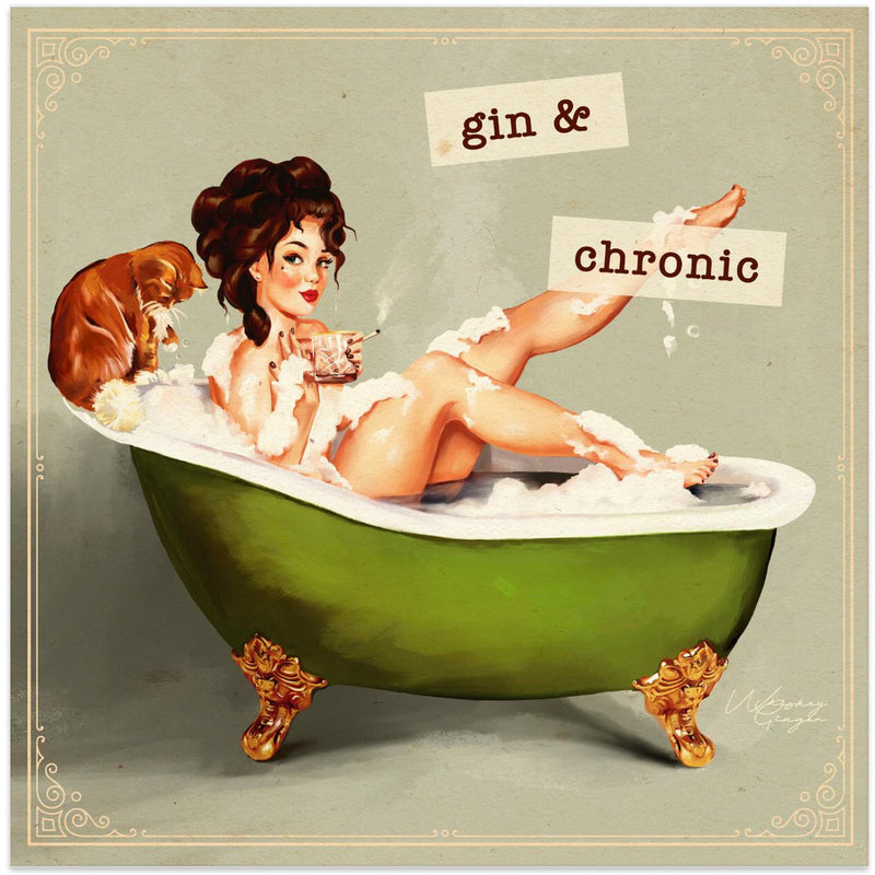 Gin and Chronic - Square Stretched Canvas, Poster or Fine Art Print I Heart Wall Art