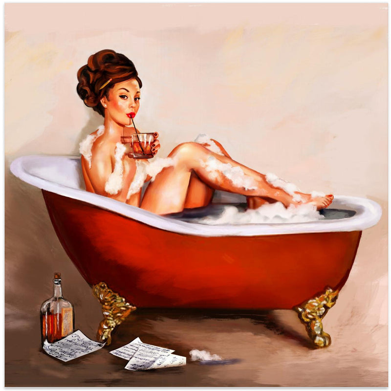 Whiskey Bath - Square Stretched Canvas, Poster or Fine Art Print I Heart Wall Art