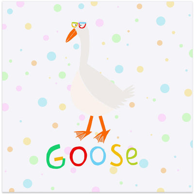 Happy Goose Wearing Colorful Glasses by Artist Carla Daly - Square Stretched Canvas, Poster or Fine Art Print I Heart Wall Art