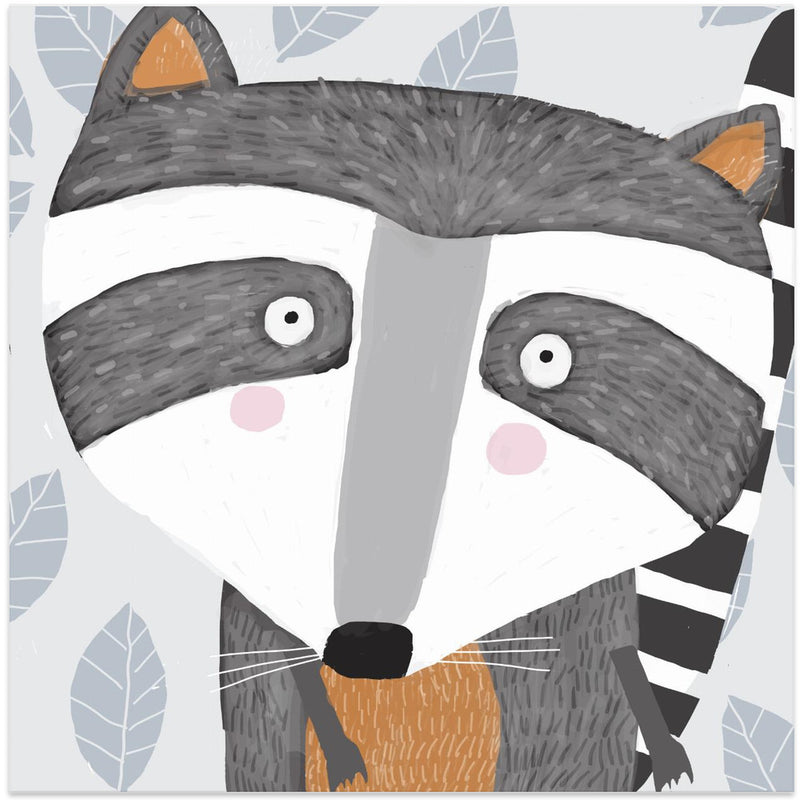 X Racoon Face2 - Square Stretched Canvas, Poster or Fine Art Print I Heart Wall Art