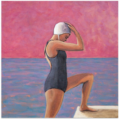 Magenta Swimmer - Square Stretched Canvas, Poster or Fine Art Print I Heart Wall Art