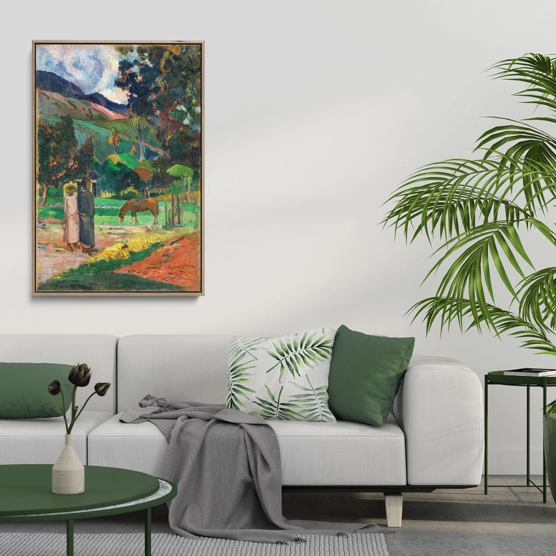 Tahitian Landscape (1892) by Paul Gauguin - Stretched Canvas Print or Framed Fine Art Print - Artwork I Heart Wall Art Australia 