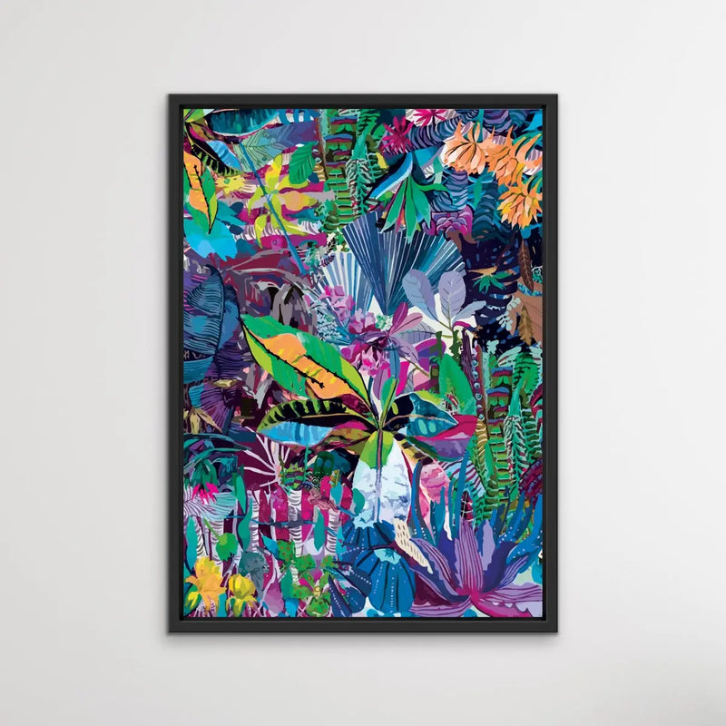 Colour Jungle In Blue and Purple -  Colourful Jungle Canvas or Art Print - I Heart Wall Art