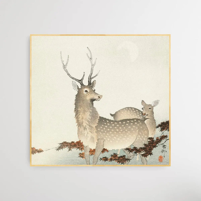 Couple of Deers by Ohara Koson - Square Art Print - I Heart Wall Art