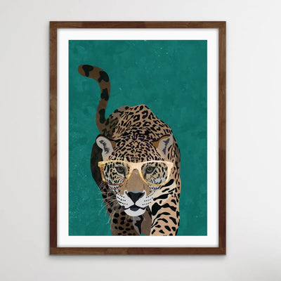 Curious Green Leopard -  Illustration by Sarah Manovski Available as a Canvas or Paper Print I Heart Wall Art Australia 