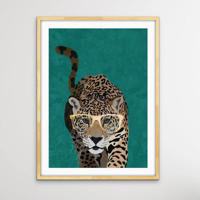 Curious Green Leopard -  Illustration by Sarah Manovski Available as a Canvas or Paper Print I Heart Wall Art Australia 