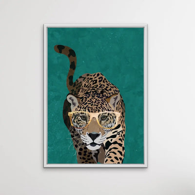 Curious Green Leopard -  Illustration by Sarah Manovski Available as a Canvas or Paper Print I Heart Wall Art Australia 