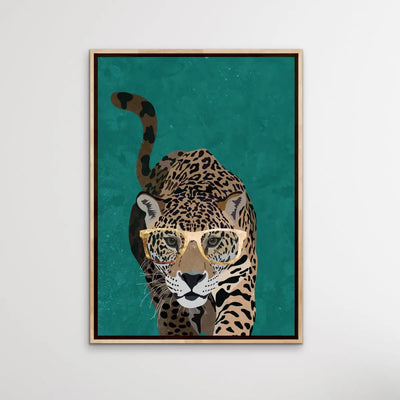 Curious Green Leopard -  Illustration by Sarah Manovski Available as a Canvas or Paper Print I Heart Wall Art Australia 