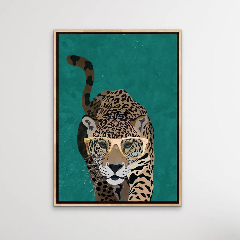 Curious Green Leopard -  Illustration by Sarah Manovski Available as a Canvas or Paper Print I Heart Wall Art Australia 