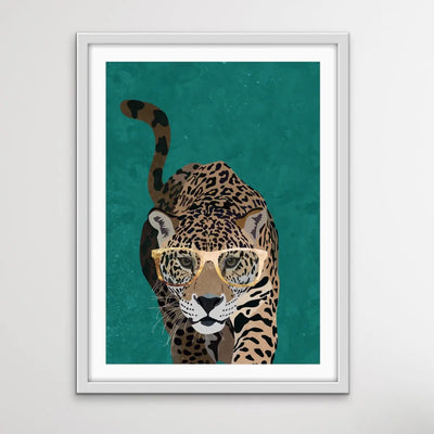 Curious Green Leopard -  Illustration by Sarah Manovski Available as a Canvas or Paper Print I Heart Wall Art Australia 