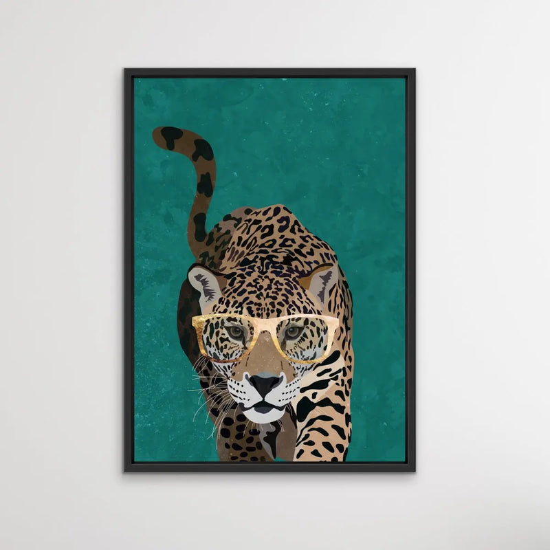 Curious Green Leopard -  Illustration by Sarah Manovski Available as a Canvas or Paper Print I Heart Wall Art Australia 