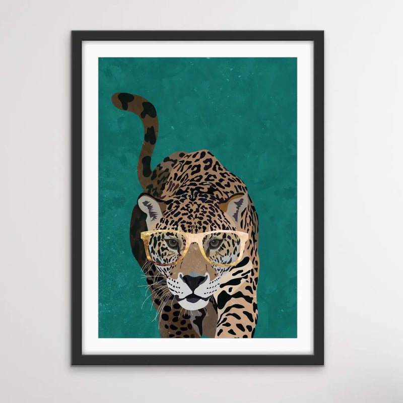 Curious Green Leopard -  Illustration by Sarah Manovski Available as a Canvas or Paper Print I Heart Wall Art Australia 