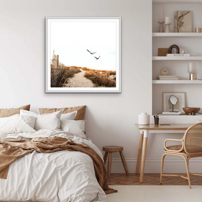 Gull Coast - Square Photographic Print With Golden Tones - I Heart Wall Art