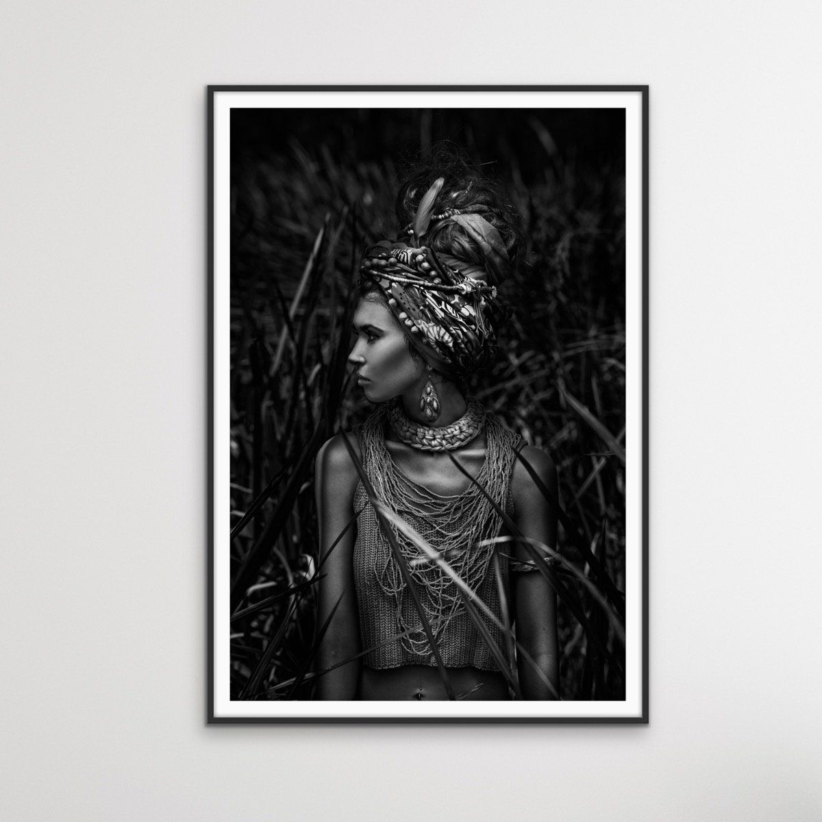 Her - Black And White Photographic Print Of Woman In Headdress - I ...