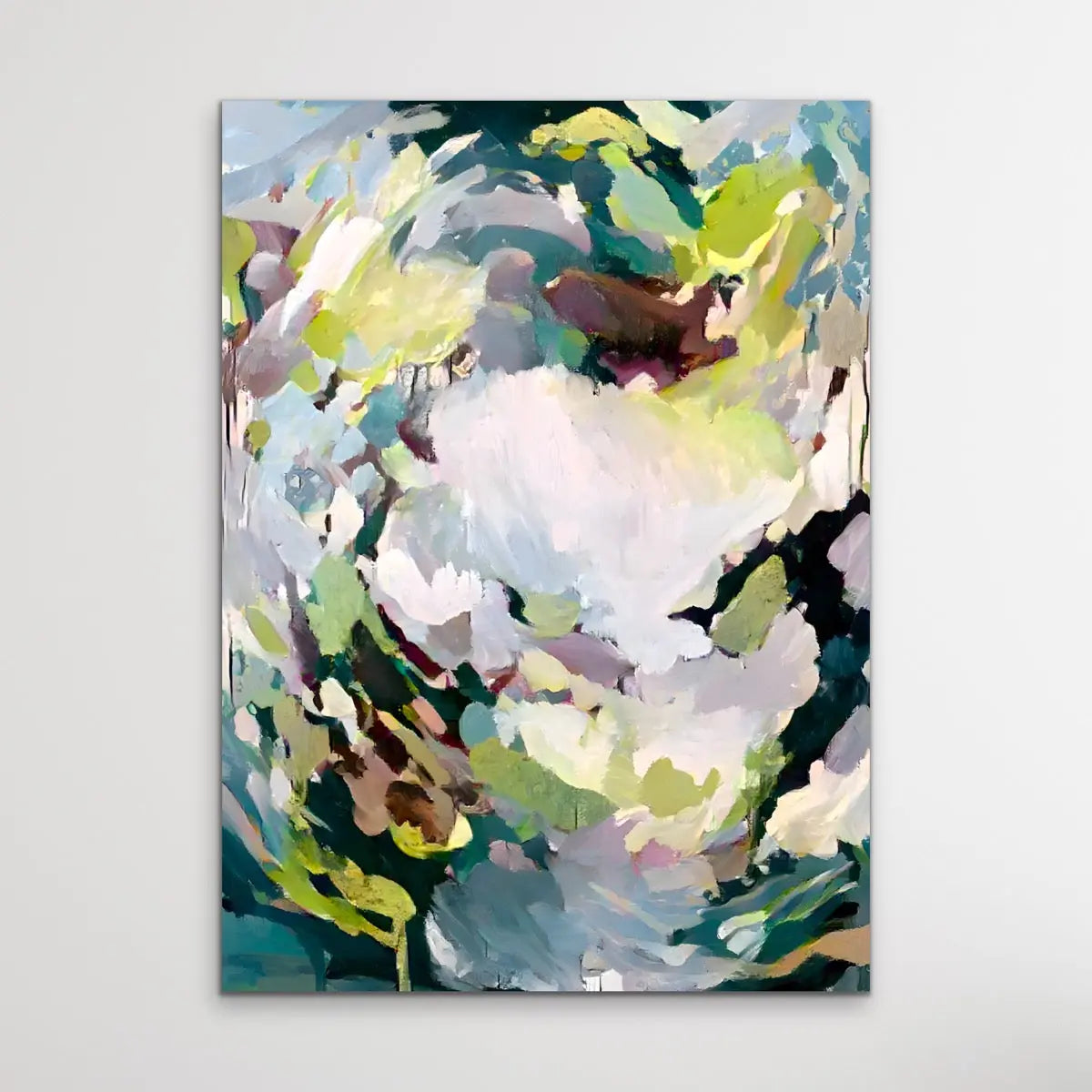 In The Hinterland - Green and Yellow Abstract Artwork Canvas Print by ...