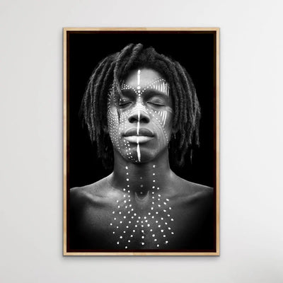 Man- Black and White African Man Photographic Wall Art Print - I Heart Wall Art