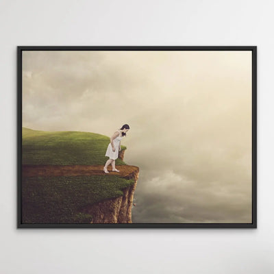 On the Edge - Surreal Landscape Print With Woman On Cliff - I Heart Wall Art