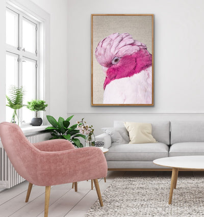 Pink Cockatoo - Gorgeous Pink Cockatoo on Linen Wall Art Print - I ...