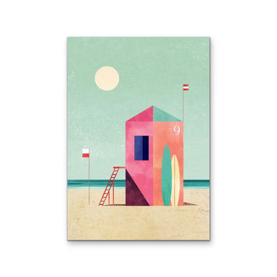 Surf Hut - Beach Print Featuring Lifeguard Tower - Available As Canvas or Art Print I Heart Wall Art Australia 