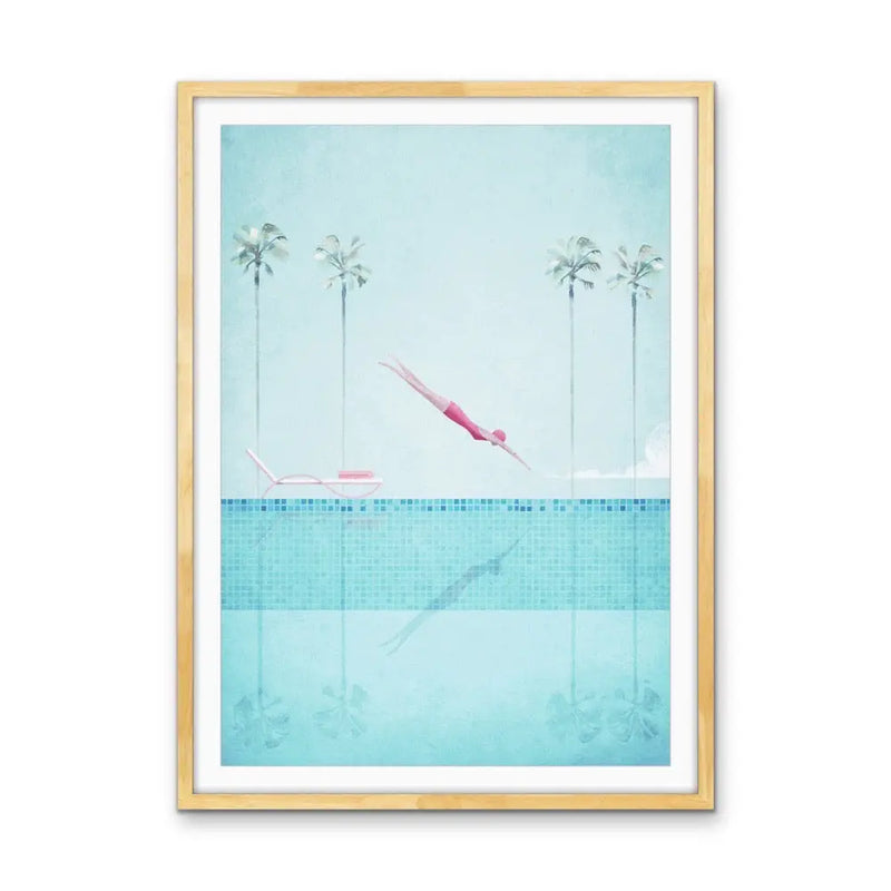 Swimming Pool iii -  Print Featuring Woman Diving by Henry Rivers - Available As Canvas or Art Print I Heart Wall Art Australia 