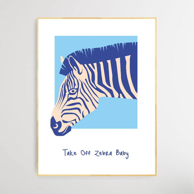 Take Off Zebra Baby - Minimalist Head of a Zebra Classic Art Print - I Heart Wall Art