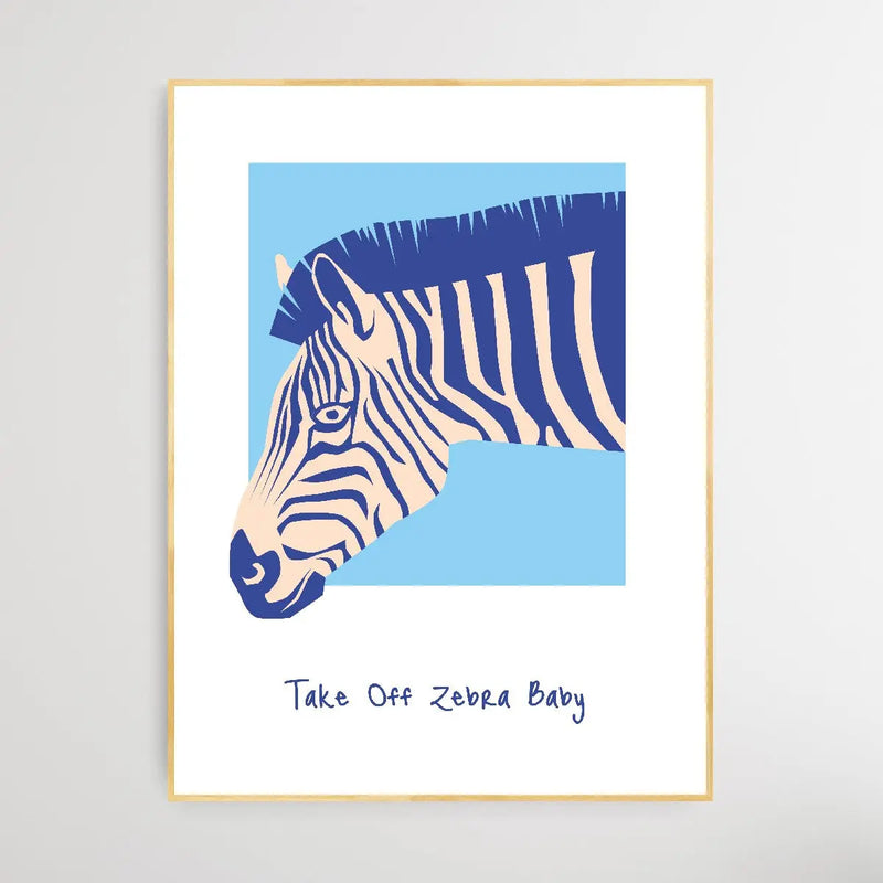 Take Off Zebra Baby - Minimalist Head of a Zebra Classic Art Print - I Heart Wall Art