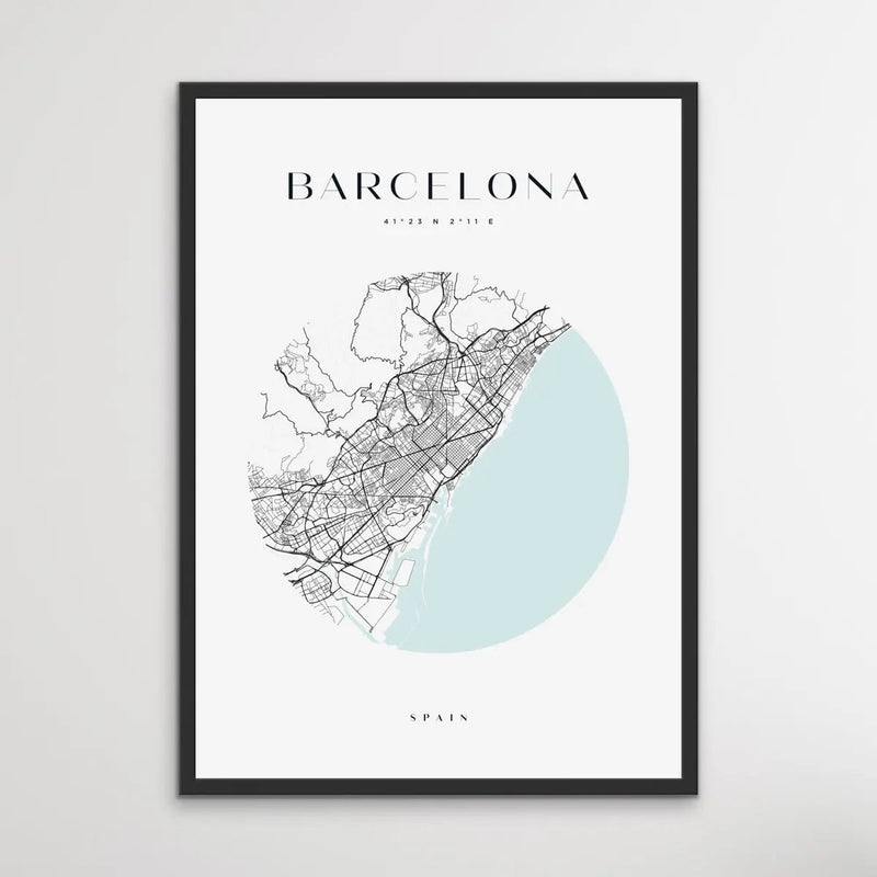 Barcelona City Map - Heart, Square Or Round City Map - I Heart Wall Art - Poster Print, Canvas Print or Framed Art Print