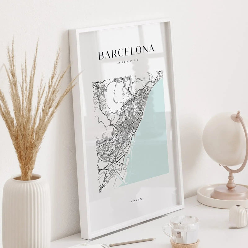 Barcelona City Map - Heart, Square Or Round City Map - I Heart Wall Art - Poster Print, Canvas Print or Framed Art Print